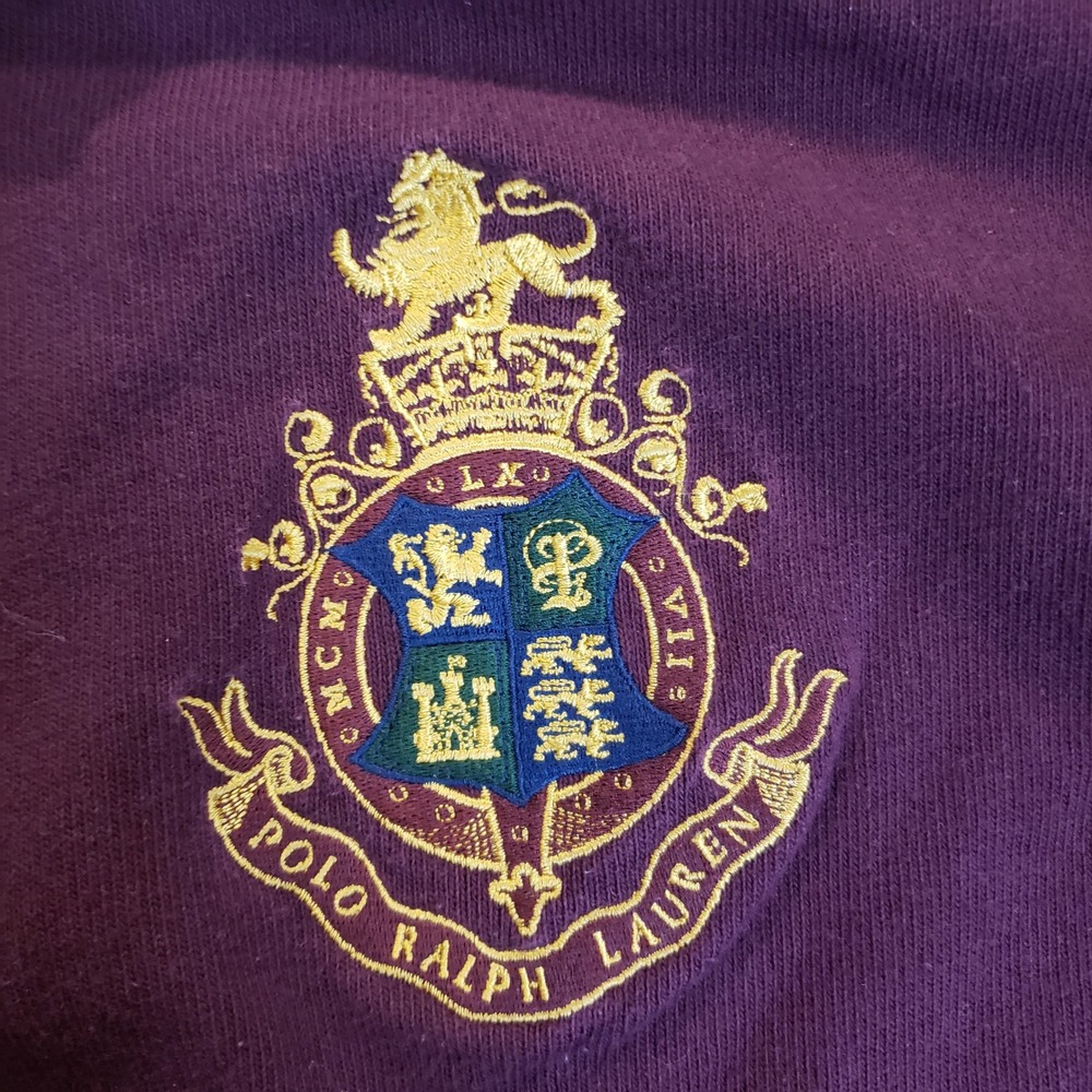 Polo Ralph Lauren Mens Rugby Shirt Maroon Crest Number 3 Long Sleeve Medium - Picture 4 of 9